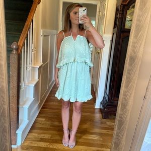 Mint green lace two tiered dress
